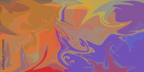 Obraz na płótnie Melted fluid marble design using warm orange ochre and violet colors
