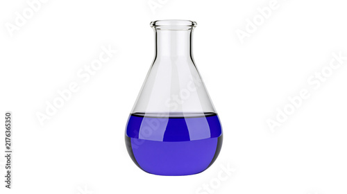 Cuadro en lienzo Clear glass Erlenmeyer flask filled with vibrant blue chemical liquid
