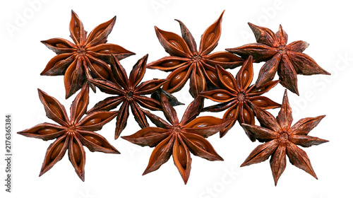 Принти на полотні Dried star anise spice pods arranged in a cluster