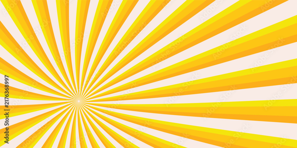 Fototapeta premium Sun Rise Radial Retro Groovy Pattern. Cool Y2k Rays Texture Vector Design. Psychedelic Background.