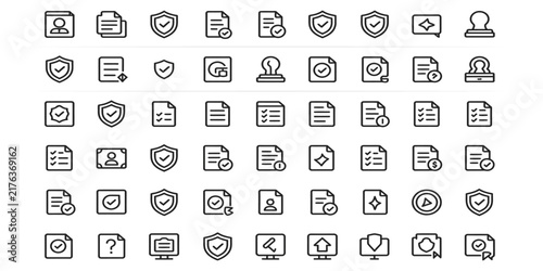 A premium set unique bold outline icons for business 