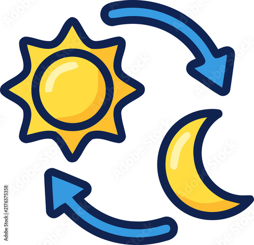 Obraz na płótnie Day and night cycle graphic element png isolated icon design