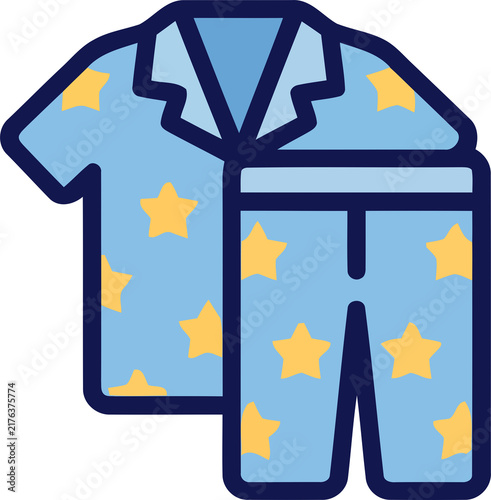 Canvastavla Blue pajamas set starry nightwear graphic element png isolated icon