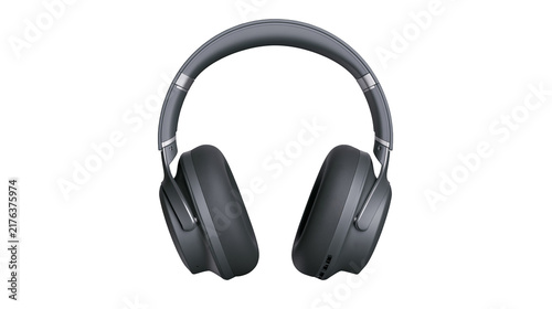 Modern dark grey wireless over-ear headphones with padded headband and ear cups