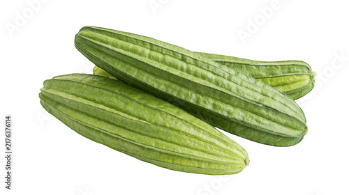 Cuadro en lienzo Fresh green ridged luffa gourds with textured skin