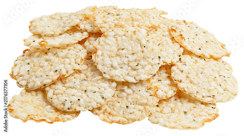 Quadro su tela Crispy round puffed rice crackers with herbs and seasoning