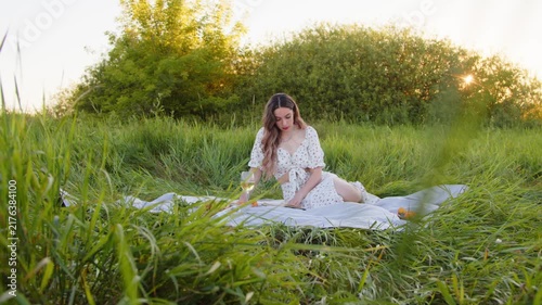 Enjoy a Relaxing Outdoor Picnic in Nature During a Beautiful Sunset