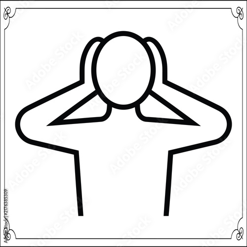 Bild auf Leinwand Person covering ears or head in distress illustration symbol for anxiety stress mental health and therapy needs