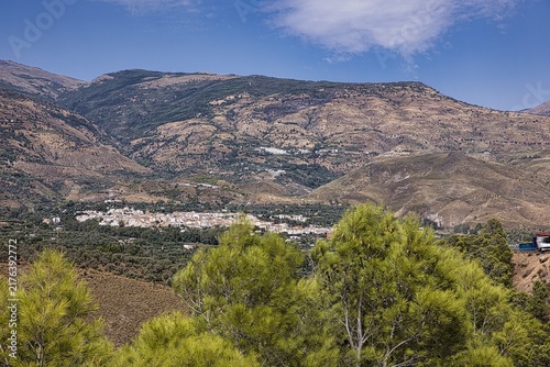 Alpujarra village in sierra nevada mountains landscape