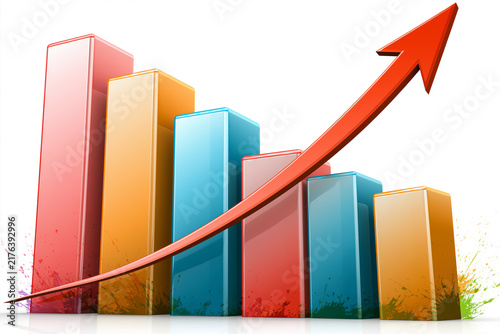 Plakat 成長戦略や成果向上を伝えるカラフルなビジネスグラフィック