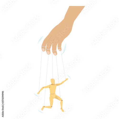 Konstfotografi 3D Isometric Flat  Illustration of Hands With Puppet Strings