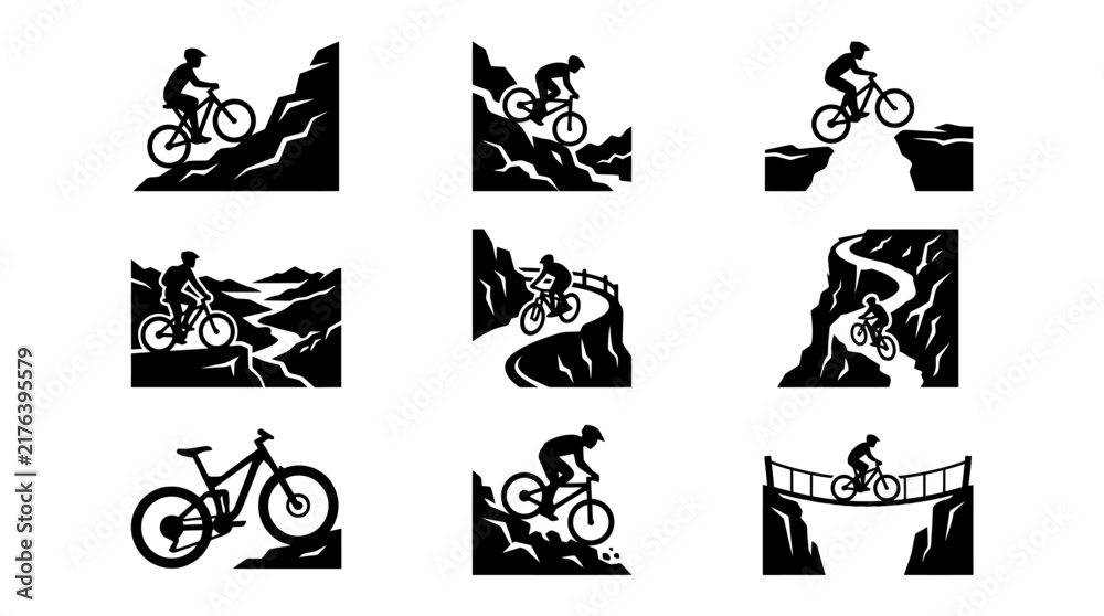 Fototapeta premium Bicycles and mountain bikers in action.