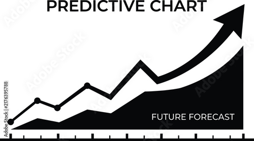 Predictive chart icon showing future forecast upward trend line growth