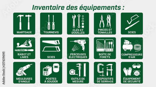 Comprehensive Collection of Construction Tool Icons Representing Industrial Workshop Equipment and Maintenance Hardware for Professional Projects