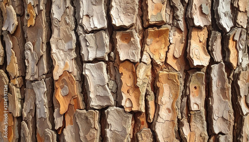 Detailed texture of rough pine tree bark close-up background