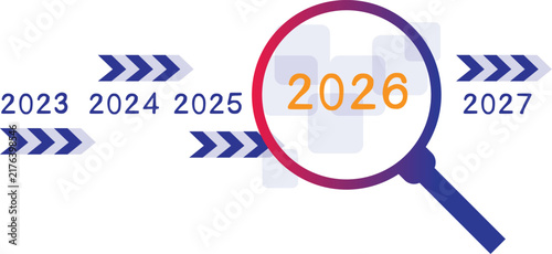 Graphic illustration depicting the entry into 2026 and looking ahead.