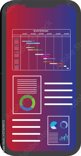 Graphic illustration showing business information from a mobile device.
