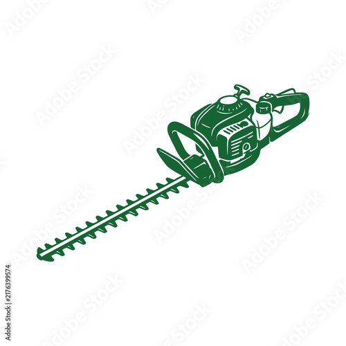 Hedge trimmer vector illustration of gas powered garden tool for landscaping and yard maintenance