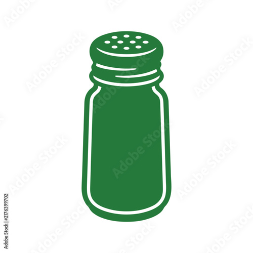 Green shaker bottle vector icon for salt pepper or spice seasoning container