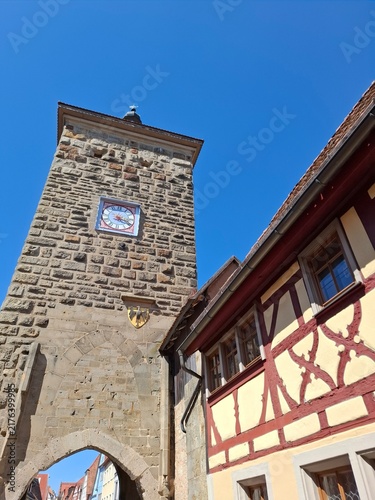 Historical buildings in the German town Rothenburg ob Tauber