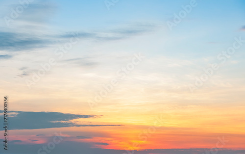 Sunset sky background. Colorful sunset sky with dramatic clouds