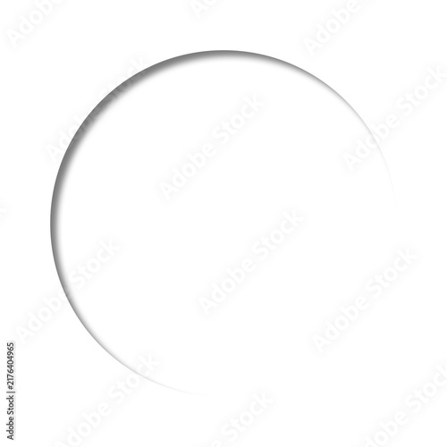 White Paper Cut Circle Frame Shadow Effect Hole Vector Isolated