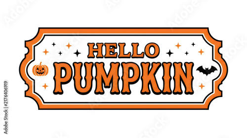 Hello pumpkin halloween vintage style banner