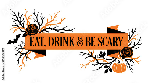 Halloween banner eat drink be scary design