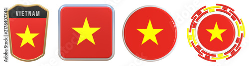 Quadro su tela Vietnam Flag Emblem 3d Design Set Pack nice for independence day decoration