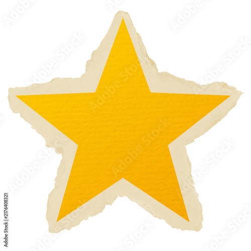 Obraz na płótnie Yellow star png sticker, ripped paper, transparent background