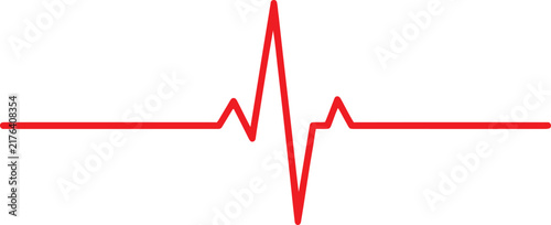 Red heartbeat line illustration isolated on transparent background