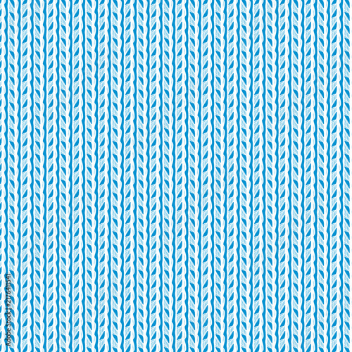 White Blue Light Blue Geometric Knitted Vertical Seamless Pattern