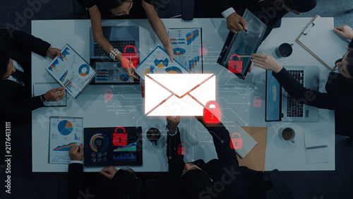 Quadro su tela Concept of email security and cybersecurity for confidential communication