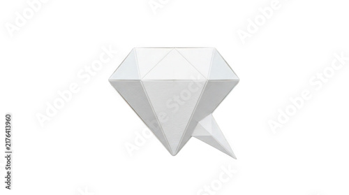 White 3D Diamond Shape Isolated on White Background