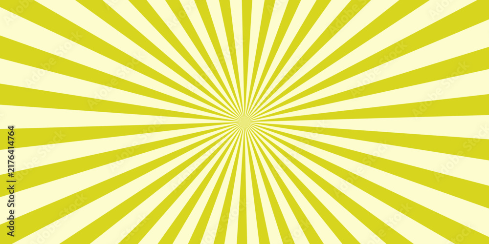 Fototapeta premium Vibrant yellow sunburst background with vivid beams shooting out in every direction, abstract retro design for book cover, product label and event backdrop.
