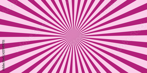 Vibrant magenta radial burst background with geometric beams spreading from a glowing core, abstract retro design for poster, greeting card and copy space.