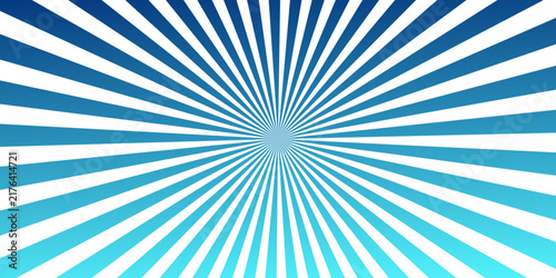 Modern turquoise and navy sunbeam rays background, striped light rays exploding outward, abstract vibrant vector graphic for website header, brochure and advertising.