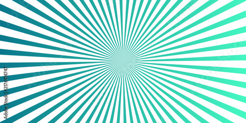 Abstract turquoise and teal sunburst background, radiating lines bursting from a bright center, ideal for banner, poster and presentation.