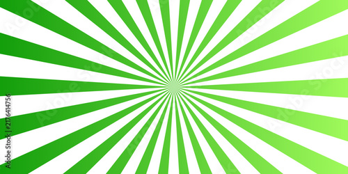 Retro lime and green ray burst background, striped light rays exploding outward, abstract vibrant vector graphic for presentation, flyer and social media post.