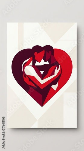 World Sexual Health Day, Abstract Geometric Couple Silhouette in Heart Illustration