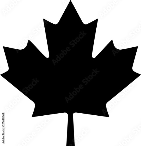 Black maple leaf icon shape isolated on transparent background