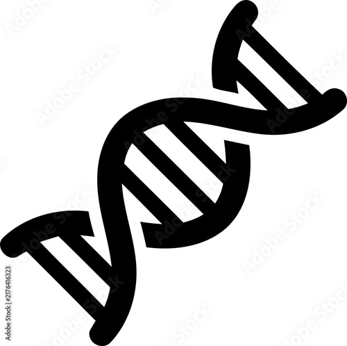 Simple black dna helix icon for science and biology isolated on transparent background