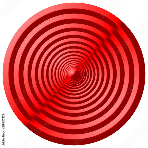 Red Concentric Circles Target Spiral 3D Vortex Vector Isolated