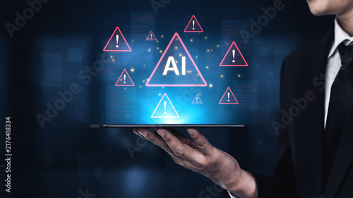Cuadro en lienzo Futuristic artificial intelligence concept depicting AI hallucination, processing errors, and generating misinformation