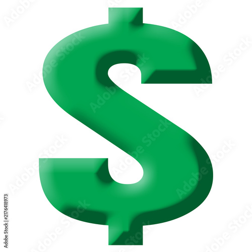 Green Dollar Sign 3D Currency Icon Vector Isolated