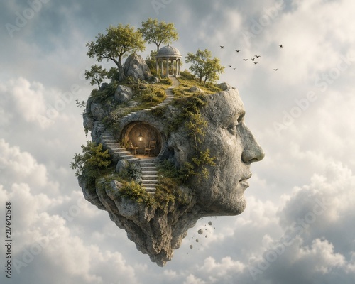 Naklejka Floating Garden Head
