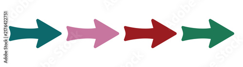 Hand drawn arrows pointing to the right side for design elements and navigation symbols isolated on a transparent background