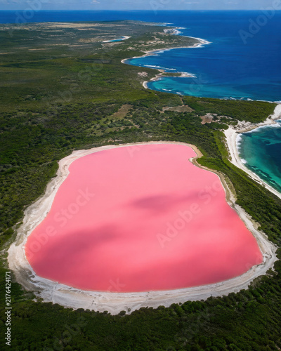 Aerial View of Lake Hillier Pink Lake on Middle Island Western Australia