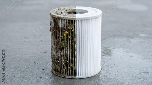 Before and After Cleaning a Filthy Swimming Pool Filter Cartridge