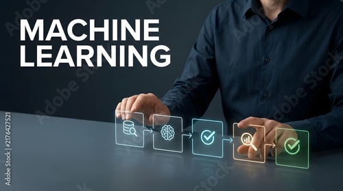 Obraz na płótnie Machine learning concept with digital network and human interaction